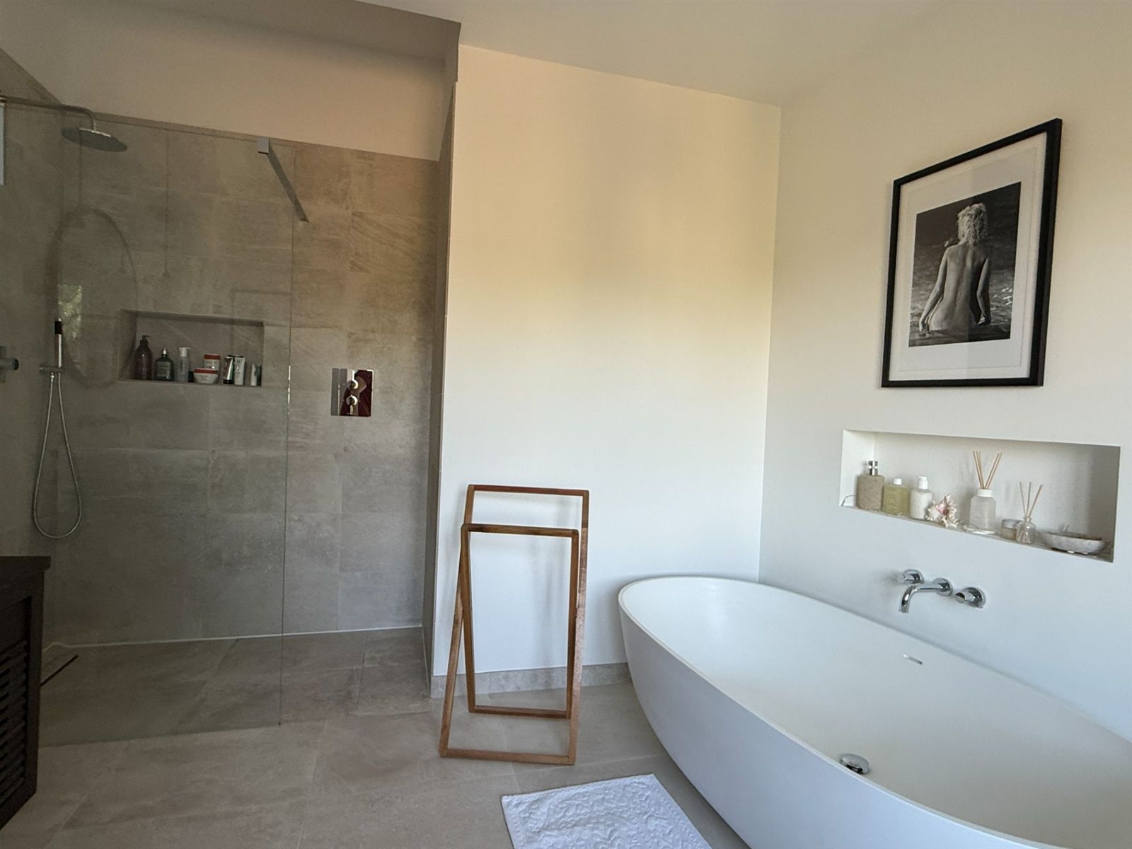 The master en suite with bath and shower